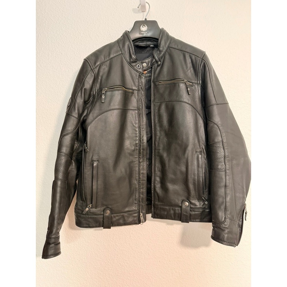 Harley-Davidson Motorcycle Riding Leather Jacket L Venting Pebble-Grain Cowhide